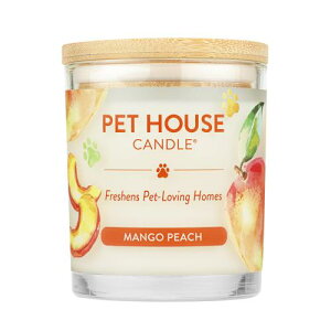 (Pack of 1, Mango Peach) - One Fur All - 100% Natural Soy Wax Candle, 20 Fragrances - Pet Odour Eliminator, Up to 60 Hours Burn Time, Non-Toxic, Eco-Friendly Reusable Glass Jar Scented Candles - Pet House Candle, Mango Peach