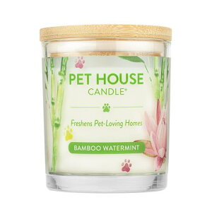 (Pack of 1, Bamboo Watermint) - One Fur All - 100% Natural Soy Wax Candle, 20 Fragrances - Pet Odour Eliminator, Up To 60 Hours Burn Time, Non-toxic, Reusable Glass Jar Scented Candles - Pet House Candle, Bamboo Watermint