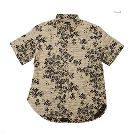 ころもざくら 衣櫻 SA1609 二重織ジャガードガーゼ素材 半袖レギュラーカラーシャツ - 黒桜 - メンズ | ヒノヤ