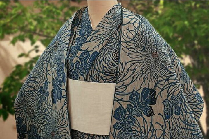 楽天市場】竺仙 ちくせん 奥州小紋 糸菊6-5510 綿つむぎ 高級浴衣反物  