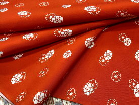 着物のはぎれ 正絹 赤地に小花柄 京友禅小紋 反物切り売り 7-12 着物裂地