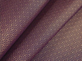 金襴のはぎれ　帯地織物　金地　佐賀一丁　鞘型　紫　広巾（70cmX35cm単位）着物のはぎれ