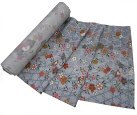 着物のはぎれ 4-12 扇面桜柄 反物切り売り（50cm単位） 絹のハギレ ちりめん 縮緬