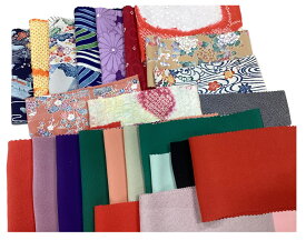 正絹着物のはぎれ お徳用 小紋柄・無地 合計巾37cm長さ300cmセット たっぷり 吊るし雛制作用 手芸 ちりめん 裂地 シルク　柄アソート