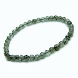 g3-1560K　　4mm A ブラック ルチル クォーツ 針水晶 ブレスレット 内径16cm ポーチ付き ネコポス送料無料 ブラジル産 天然石 パワーストーン