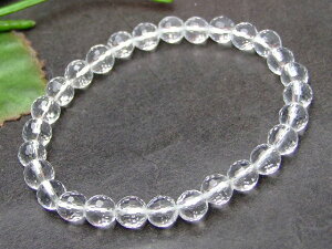 g3-307N  6mm AA 128面カット クリスタルクォーツ 水晶 ブレスレット 内径調整可能 ポーチ付き ネコポス送料無料 ブラジル産 天然石 パワーストーン