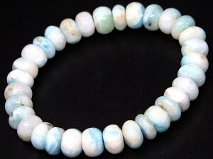 66570  今月の半額 わけあり ラリマー 10mm×4mm〜7mm ブレスレット 内径18cm そろばん ソロバン 算盤 ドミニカ共和国産 ポーチ付き 鑑別済・本物保証 送料無料 天然石 パワーストーン