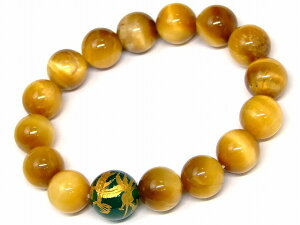 67496  今月の半額 わけあり 12mm ホワイトタイガーアイ 14mm 緑瑪瑙 龍 金彫り ブレスレット 内径17cm ゴールド ゴールデン 虎目石 ポーチ付き 送料無料 天然石 パワーストーン