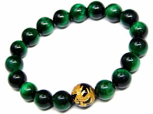 g3-2082E  今月の半額 わけあり グリーンタイガーアイ オニキス 龍 金彫り 10mm/12mm ブレスレット 内径17cm 緑虎目石 ポーチ付き 送料無料 天然石 パワーストーン