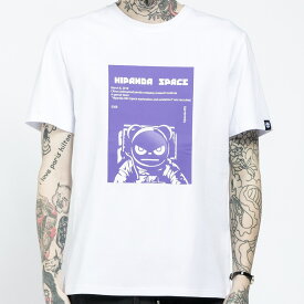 【メンズ】【公式】ハイパンダ HIPANDA 宇宙飛行士 パープル カラー プリント Tシャツ おしゃれ かっこいい 半袖 春 夏 綿 100％ 白Tシャツ カットソー 白 黒 LL XL