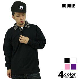 DOUBLE(ダブル）L/Sペイズリー コットンポロシャツ(5色)【B系/HIPHOP/長袖/POLO】【あす楽対応】