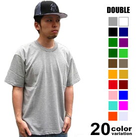 DOUBLE(ダブル）コットンTシャツ(21色)【B系/HIPHOP/無地/半袖/ヒップホップ】