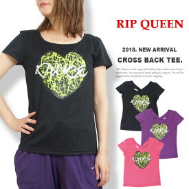 リップクイーン RIPQUEEN Tシャツ 半袖 レディース フィットネス ズンバウェア ズンバ ウェア (ダンス tシャツ フィットネスウェア ジム カットソー トップス lb-1101) 【メール便対応】