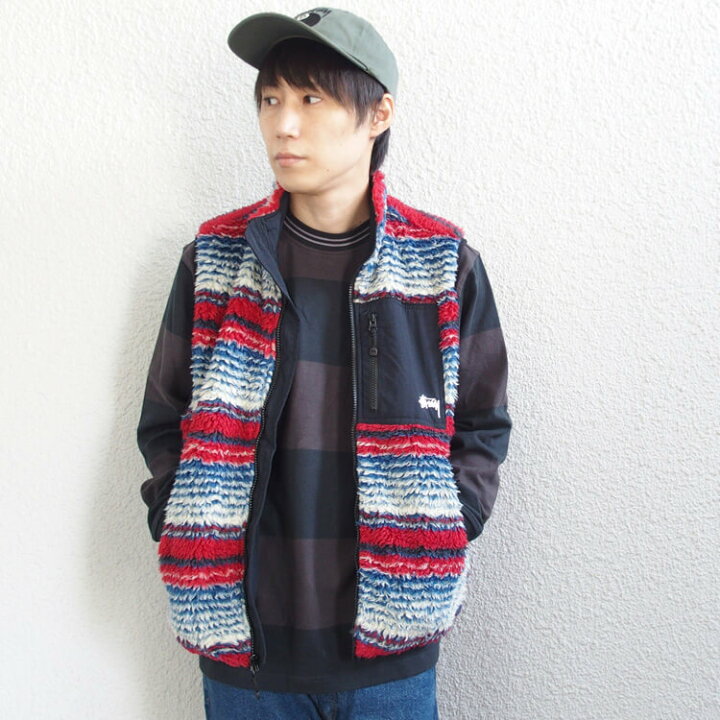 楽天市場】ステューシー STUSSY フリース ベスト Striped Sherpa Vest 