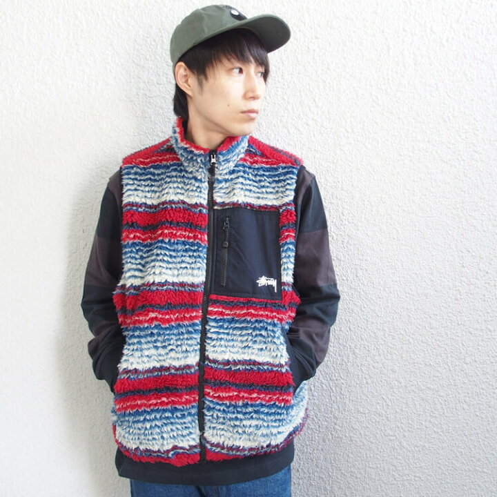 楽天市場】ステューシー STUSSY フリース ベスト Striped Sherpa Vest 