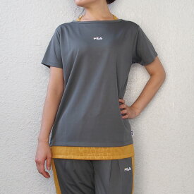 《NEWバージョン！》【フィラ Tシャツ レディース】 FILA 半袖 Tシャツ フェイクレイヤード メッシュ フィラ FILA レディース レディス スポーツウェア トレーニングシャツ ジョギング ジム 吸水速乾 UV対策 吸汗 ドライ フィット [FL6797] 【メール便対応】