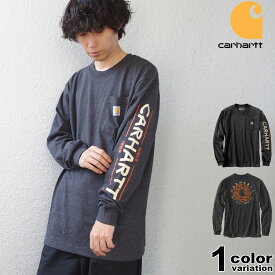 希少 Carhartt カーハート Tシャツ 長袖 ロンT ポケットTシャツ バックプリント 袖ロゴ プリント ルーズフィット Loose Fit Heavyweight Hunt Graphic L/S T USAモデル [105957] [TK5957-M]【長袖tシャツ メンズ トップス 大きいサイズ 】【あす楽対応】【メール便対応】