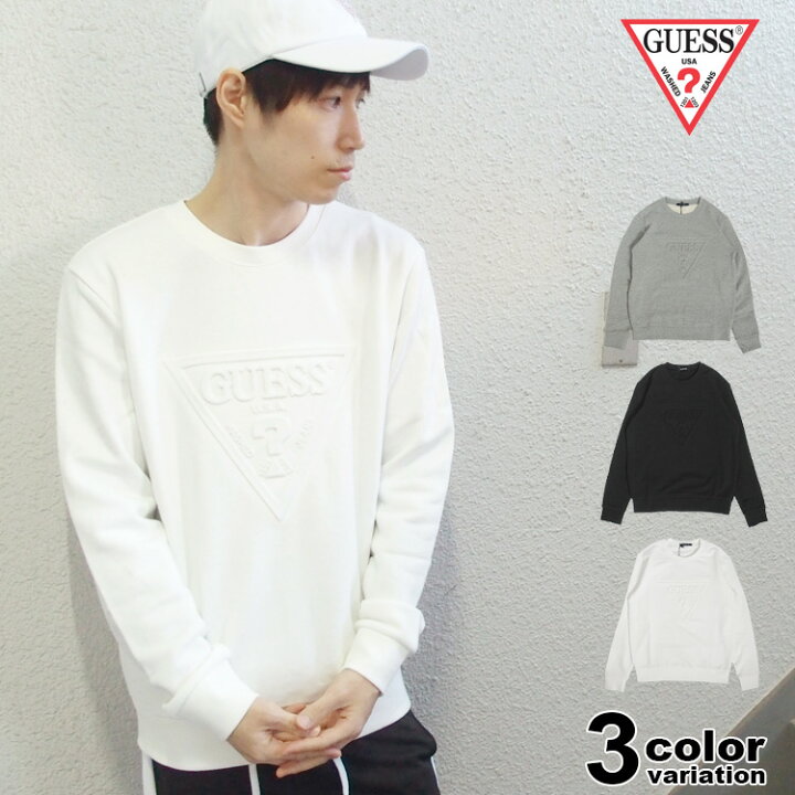 楽天市場 Guess トレーナー Guess ゲス トレーナー エンボスロゴ 定番 クルーネック スウェット アメカジ メンズ レディース 別注 モデル Mi4k8531mi Hip Hop Dope