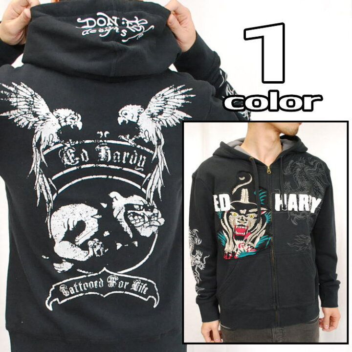 楽天市場】ED HARDY(エドハーディー)L/Sプリント×刺繍スウェットジップ 