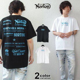 NORTON ノートン Tシャツ 半袖 JAPAN加工 レーシング TT モデル メタル Tシャツ メンズ 大きいサイズ ホワイト ブラック バイカー M-XL [232N1037B] 【あす楽対応】 【メール便対応】