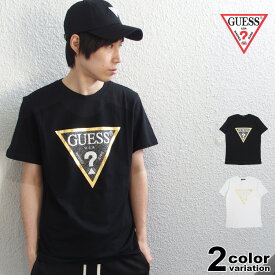 ゲス GUESS Tシャツ 半袖 メンズ レディース GOLD LAME TRIANGLE LOGO TEE ラメプリント (guess tシャツ トライアングル ロゴ ティーシャツ T-SHIRTS カットソー トップス MJ2K8416) 【あす楽対応】 【メール便対応】