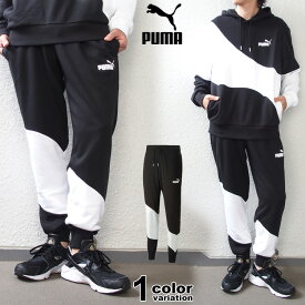 PUMA プーマ パンツ スウェットパンツ ジョガーパンツ POWER キャット スウェットパンツ 裏毛 パイル 切替 バイカラー (puma ロング パンツ 2023 新作 スウェット ブラック 675667) 【あす楽対応】