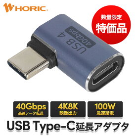 【在庫処分特価】USB Type-C L型 アダプタ USB4.0 40Gbps 4K8K PD100W 対応 USB Type-C(オス) - USB Type-C(メス) L字 USB-C タイプC スマートフォン iPhone ノートパソコン 延長