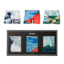 【送料無料】HIPSHOP ヒップショップ 3点セット 富嶽三十六景　3Pアンダーパンツ　メンズ 前閉じ ボクサーパンツ かっこいい ギフト シームレスパンツ