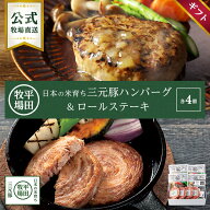 【公式】平田牧場 HSF19-8 日本の米育ち三元豚ハンバーグ＆ロールステーキ 各4個ギフト　冷凍便 送料無料…