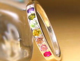送料無料（郵送）【マルチ カラーCZ （七色）アミュレットリング】エタニティータイプ