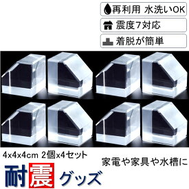 ★送料無料 ビタブロック 4cm 8個入り（2個入り×4セット）耐震グッズ クリアー 家電 花瓶 食器 骨董 家具 接着 ゴム 耐震ジェル 防災グッズ 防災 地震対策 地震 耐震 グッズ ジェル 振動 吸収 ストッパー マット ノンブレンの枚方技研