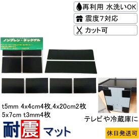 ★耐震マット 強力 取付け簡単 安心感が得られる★ 4x4cm-t5mm4枚 4x20cm-t5mm2枚 5x7cm-t3mm4枚 耐震 ジェル 地震 転倒 防止 対応 震度7 マット 対策 グッズ 防振マット 防音マット 地震対策グッズ 耐震グッズ 耐震ジェル テレビ転倒防止 転倒防止 冷蔵庫 家具 クーポン