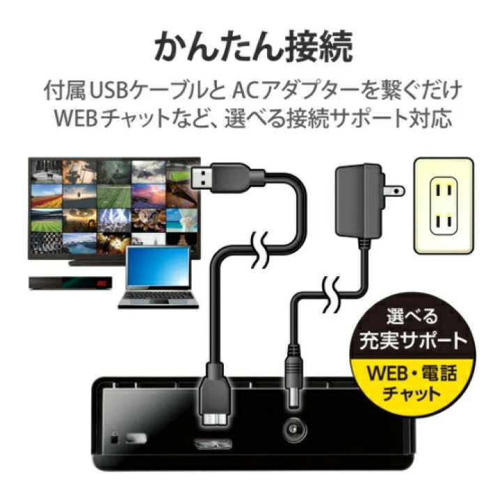 楽天市場】エレコム 外付けHDD ELD-HTV060UBK 外付けハードディスク 