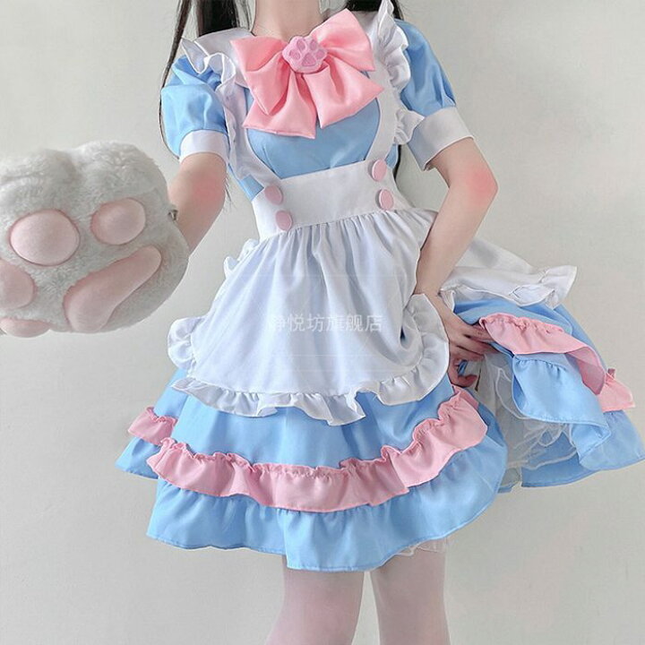 ロリータファッション　エロ 楽天市場】送料無料 女性 レディース メイド衣装 ロリータ ワンピース ハロウィン コスプレ 衣装 コスチューム メイド服 cosplay プレゼント  撮影 仮装 制服 パーティー 演出 舞台服 文化祭 学園祭 可愛い お遊戯会 衣装 イベント衣装 エロ 大人 ピンク ブルー S M L