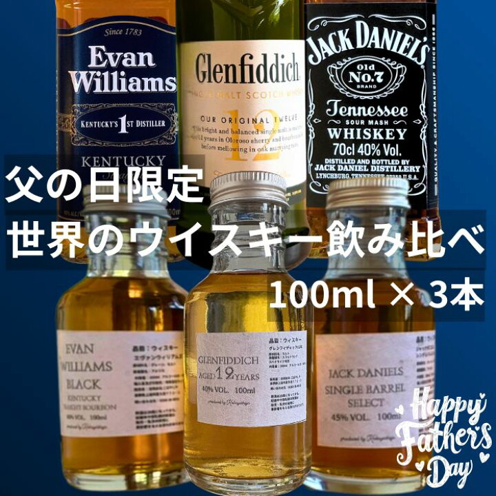 楽天市場】父の日 ウイスキー 飲み比べ 100ml 3本セット グレンフィ 