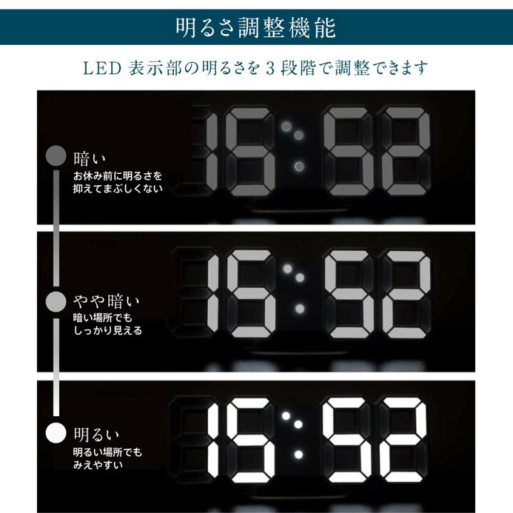 楽天市場】デジタル時計 3D LEDデジタル 時計 置き時計 壁掛け時計 目覚まし時計 ウォールクロック LED時計 おしゃれ かわいい 日付 温度  USB電源 アラーム スヌーズ 多機能 韓国 インテリア 小型 : HRS