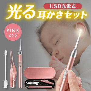 光る耳かき 充電式 ライト LED USB 4点セット 光る耳かき ピンセット 耳掃除 照明付き こども 子供 子ども 耳掃除 便利グッズ 子育て プレゼント 保育士 介護 介護耳かき LEDライト LED耳かき USB