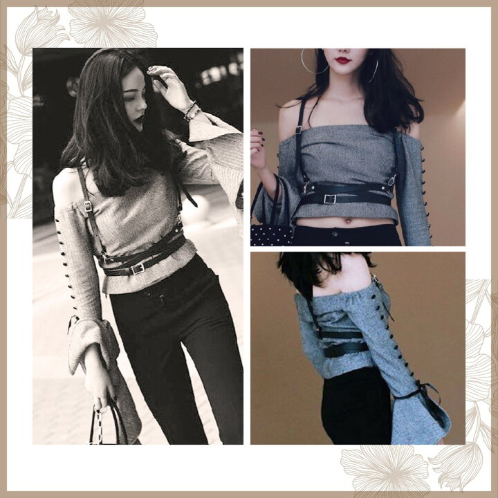 ハーネスベルト サスペンダー 大人気 韓国風 レディース ファッション ブラック 大注目