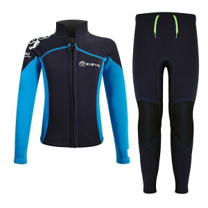 MORGEN SKY ウェットスーツ キッズ 水着 上下セット 男の子 女の子 2.5mmネオプレン マリンスポーツ ダイビング 水遊び プール 長袖 長ズボン 防寒保温 日焼け止め サーフィン 子供用 R002