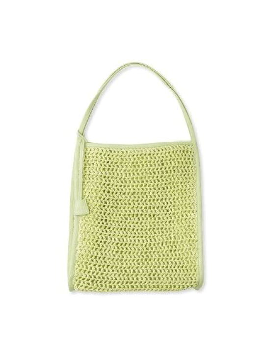 美品】ミラオーウェン スクエアメッシュトートバック カラーホワイト 