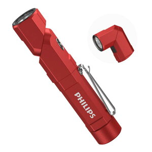 Philips(フィリップス) ledライト 小型 懐中電灯 強力 フラッシュライト 1000ルーメン 高輝度 Type-C充電式 首振り 作業灯【90°回転/18650電池交換可/クリップ付/マグネット/低電量提示】L字 L型 胸