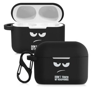kwmobile �ی�P�[�X Apple AirPods Pro�Ή� �P�[�X - �ϏՌ� �V���R�� �P�[�X�J�o�[ Don't touch my headphones�f�U�C��