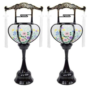 漆ぷろだくと 【 コードレス LED 】 盆提灯 1対 ミニ 霊前灯 特小 コンパクト プラスチック 黒