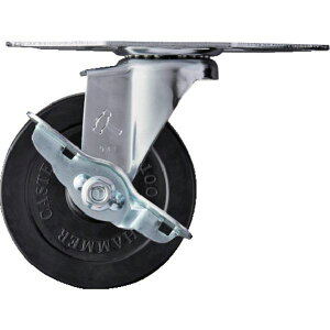 【メーカー在庫あり】 215ER100 プレート式コーナーキャスター 旋回式ゴム車輪 100mm ストッパー付 215E-R100 HD店