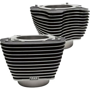 yUSA݌ɂz S&STCN S&S Cycle Cylinder Set 4.25" Bore Unhoned WBlack w/HighLight M8 0931-1201 HDX
