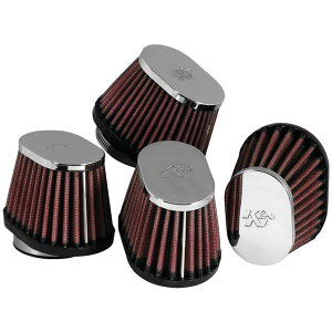 �yUSA�݌ɂ���z K&N Universal Chrome Oval Tapered Air Filter - 2in Flg ID x 4in OS L 3in OS W x 2.75in H knnRC-1824 HD�X