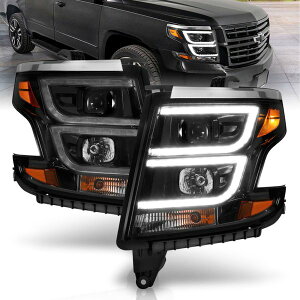 �yUSA�݌ɂ���z ANZO 2015-2020 Chevy Tahoe Projector Headlights Plank Style Black w/DRL anz111492 HD�X