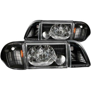 �yUSA�݌ɂ���z ANZO 1987-1993 Ford Mustang Crystal Headlights Black w/ Corner Lights 3pc anz121192 HD�X