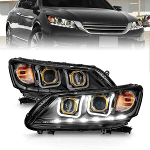 �yUSA�݌ɂ���z ANZO 2013-2015 Honda Accord (4dr ONLY) Projector Headlights w/ U-Bar Black anz121492 HD�X