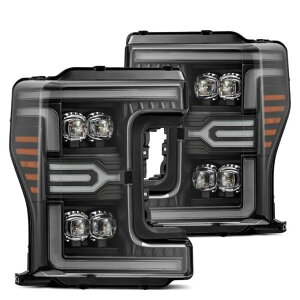 �yUSA�݌ɂ���z AlphaRex 17-19 Ford F-250/350/450 SD NOVA-Series LED Proj Headlights Bk w/Actv Light SeqSig & SBDRL arx880325 HD�X